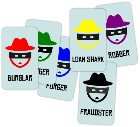 forger mugger robber fraudster burglar loan shark